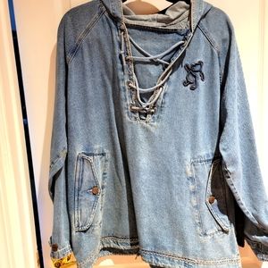 Disney Store Winnie the Pooh embroidered pullover denim jacket. 